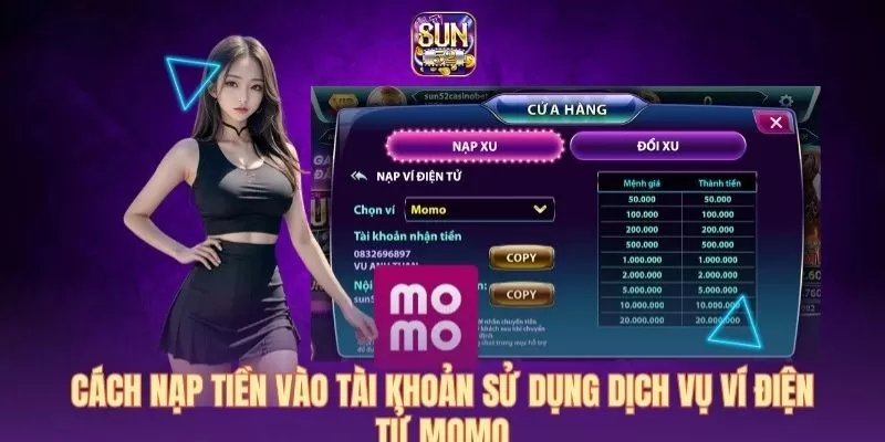 Nạp tiền Sun52 qua Momo