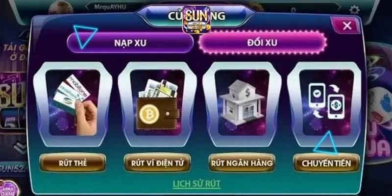 Lưu ý khi rút tiền tại Sun52
