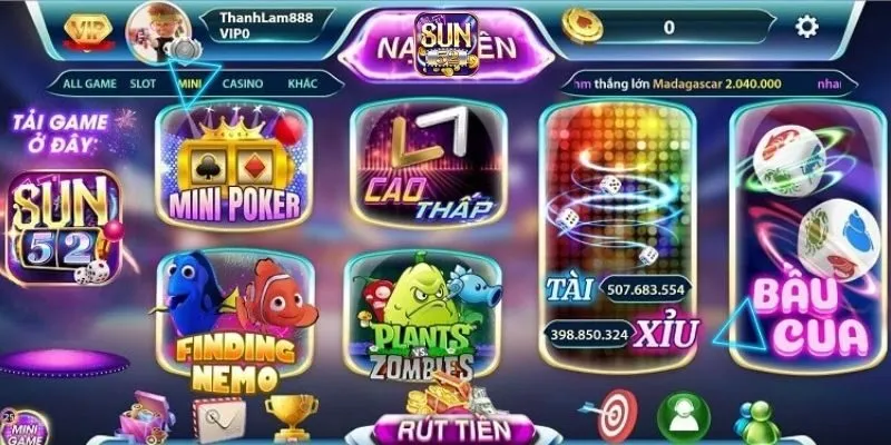 Đa dạng về các trò chơi trải nghiệm